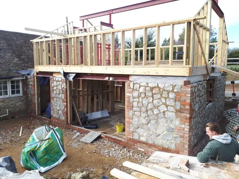 Stone and brick extension construction in Kent