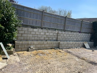 Retaining wall with raised bed in Kent